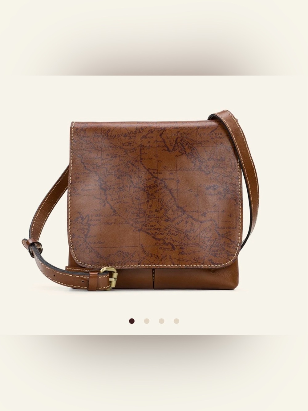 Patricia Nash Granada Crossbody Brown Leather Map-Print Crossbody Bag